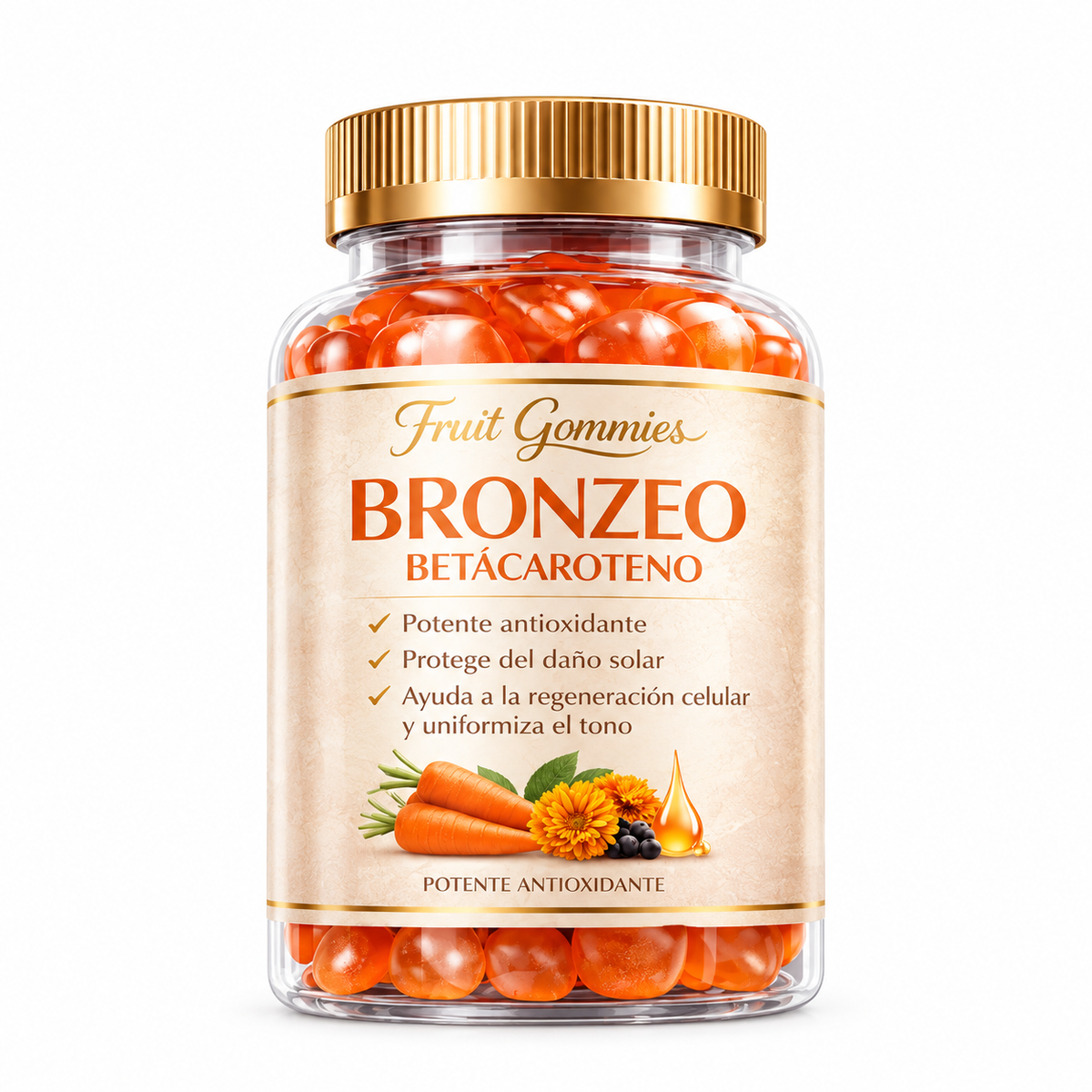 Gomitas Betacaroteno + Regalo Splash Bronceador - Consigue un bronceado dorado y uniforme sin descuidar la salud de tu piel