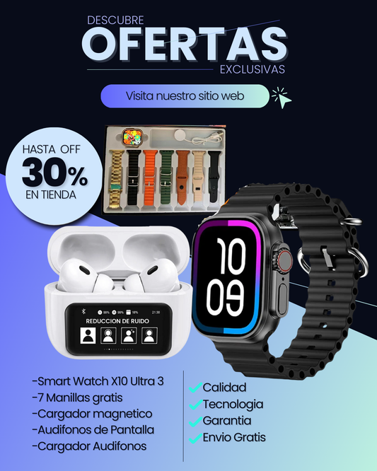 RELOJ X10 7 MANILLAS+AIRPODS PANTALLA
