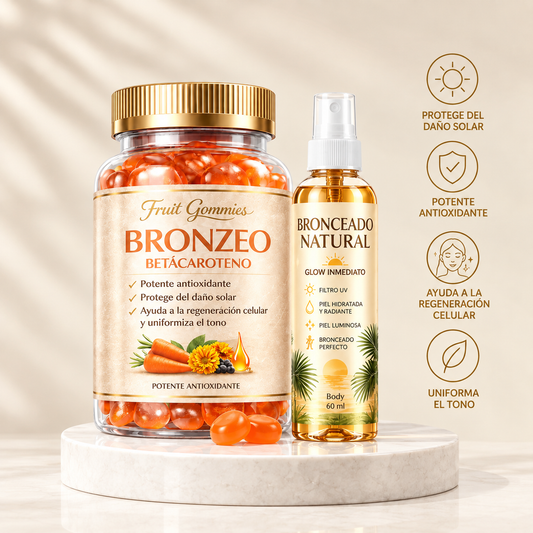 Gomitas Betacaroteno + Regalo Splash Bronceador - Consigue un bronceado dorado y uniforme sin descuidar la salud de tu piel